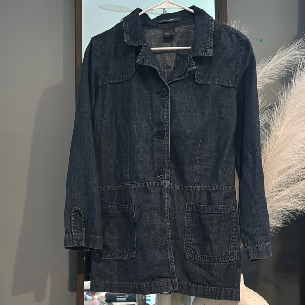 French Cuff‎ Black Jean Jacket Long Sleeve